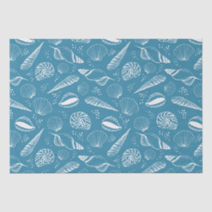 Papel De Seda Océano de conchas azules