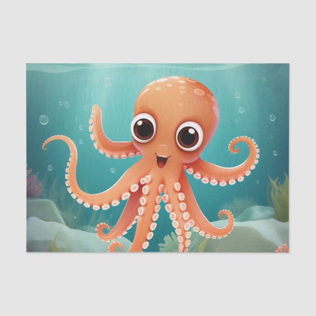 Papel De Seda Octopus de bebé lindo (Anverso)