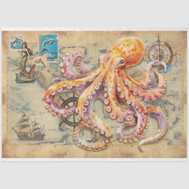 Papel De Seda Octopus en el mapa (Anverso)