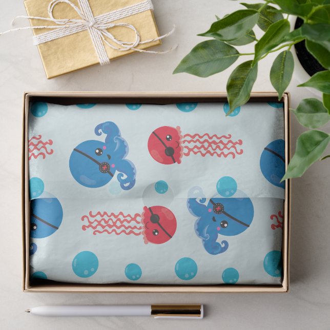 Papel De Seda Octopus pirata, medusas piratas, animales marinos (Regalo )
