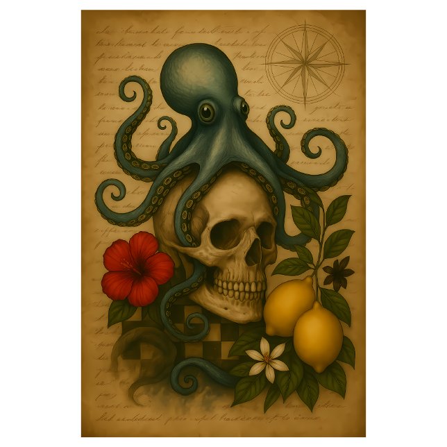 Papel De Seda Octopus Skull Nautical Gothic Decoración con Lemon (Subido por el creador)