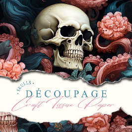 Papel De Seda Octopus Tentacles Skull Ocean Underwater Coral