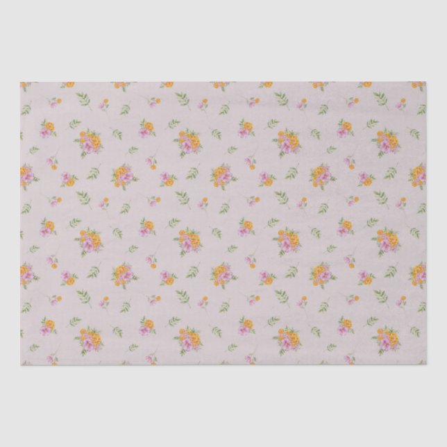 Papel De Seda Octubre Mes de Nacimiento Flores Marigold Cosmos (Anverso)