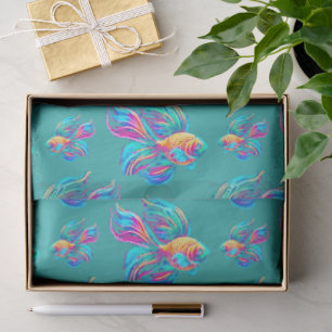 Papel De Seda Ocupado pesca cian