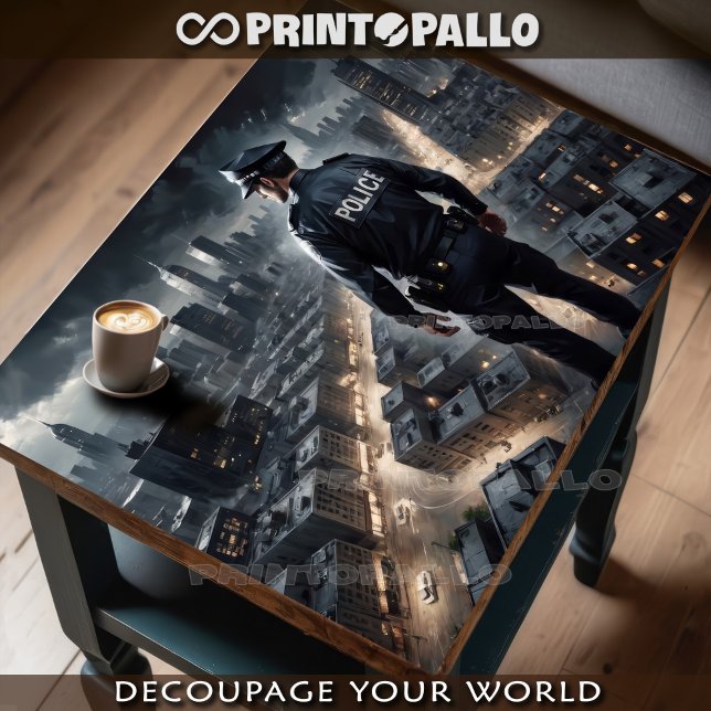 Papel De Seda Oficial de policía vigila la ciudad para protegert (Subido por el creador)