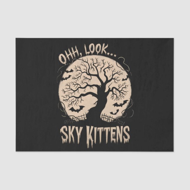 Papel De Seda Oh Look Sky Kittens Halloween Funny Bats Lover (Anverso)