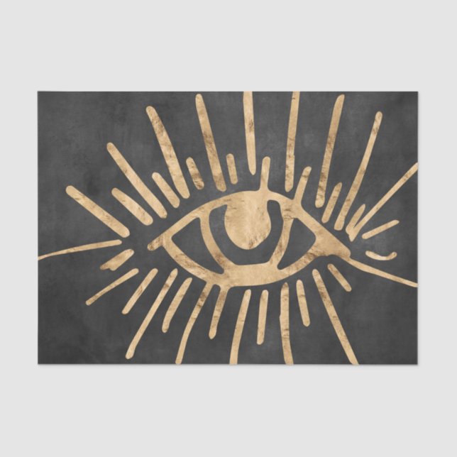 Papel De Seda Ojo dorado que todo lo ve gris carbón negro desgas (Anverso)