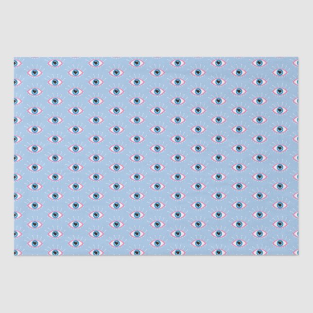 Papel De Seda Ojo Malvado Griego Con Ojos Azul Rosa (Anverso)