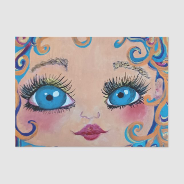 Papel De Seda ojos azules grandes (Anverso)