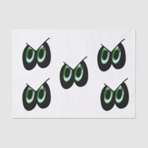 Papel De Seda Ojos de dibujos animados con resplandor verde