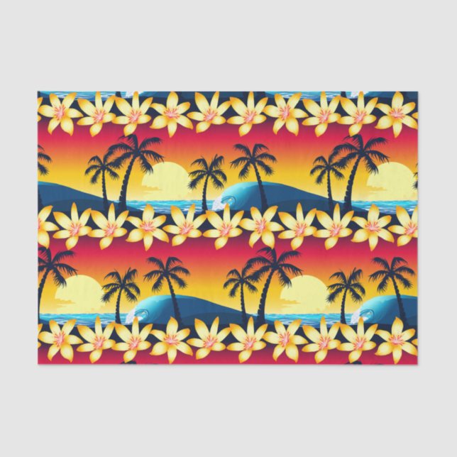 Papel De Seda Ola azul al amanecer (Anverso)