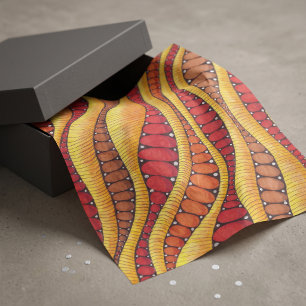 Papel De Seda Olas abstractas orgánicas terracota retro boho