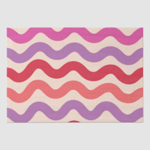 Papel De Seda Olas abstractas retro Patrón rojo púrpura rosa