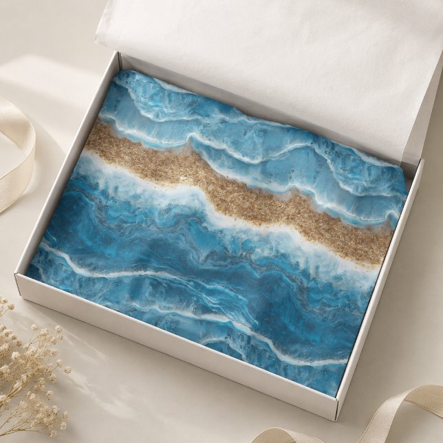 Papel De Seda Olas azules y arena Resina aspecto (Subido por el creador)