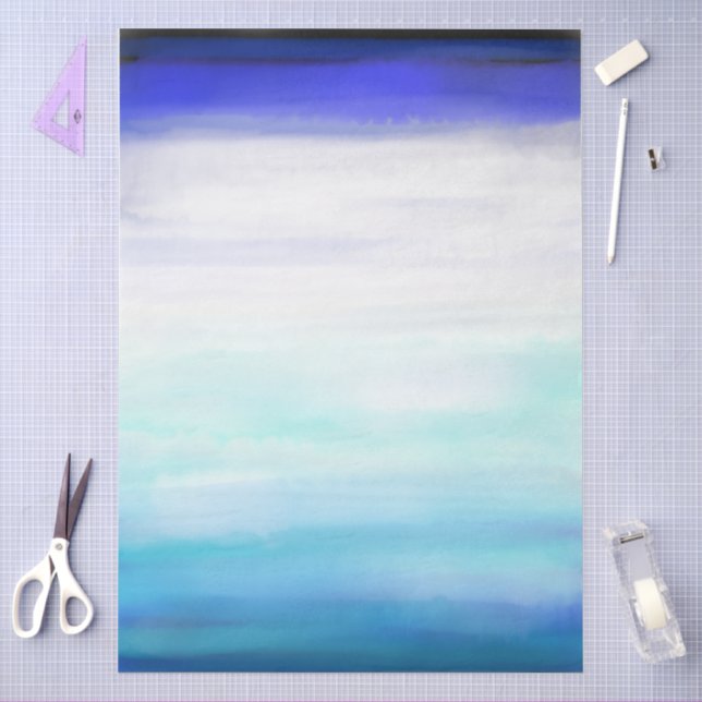 Papel De Seda Olas de acuarela minimalistas azules (Artesanía)