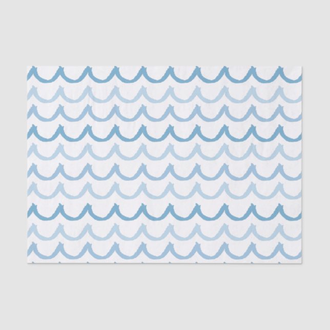 Papel De Seda Olas de doodle en azul (Anverso)