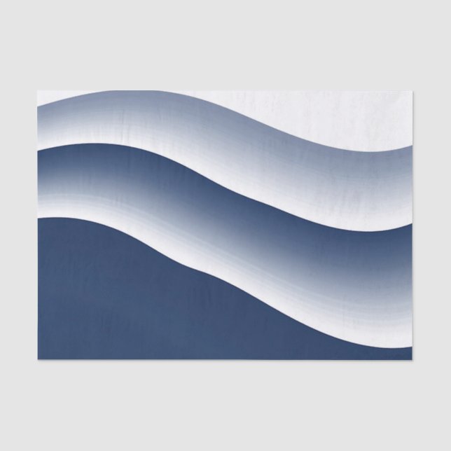Papel De Seda Olas de océano azul marino abstractas (Anverso)