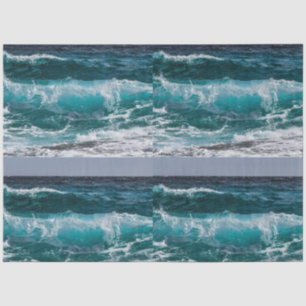 Papel De Seda Olas del océano de agua azul