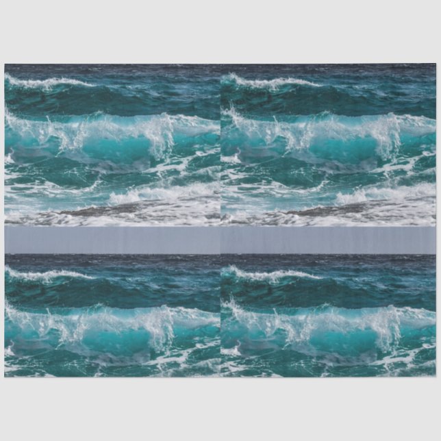 Papel De Seda Olas del océano de agua azul (Anverso)