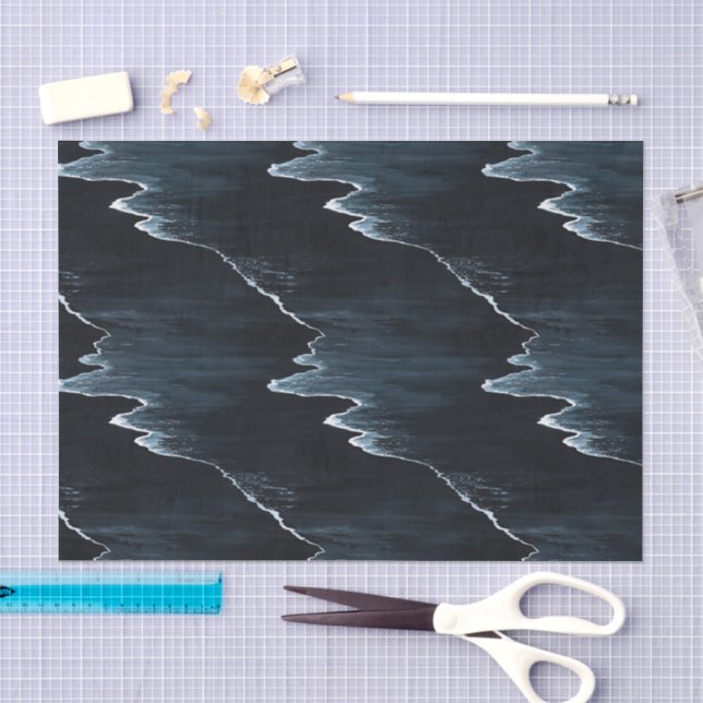 Papel De Seda Olas del Océano Playa Noche (Artesanía)