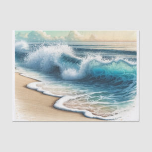 Papel De Seda Olas del océano rompiendo en la boda de la playa c