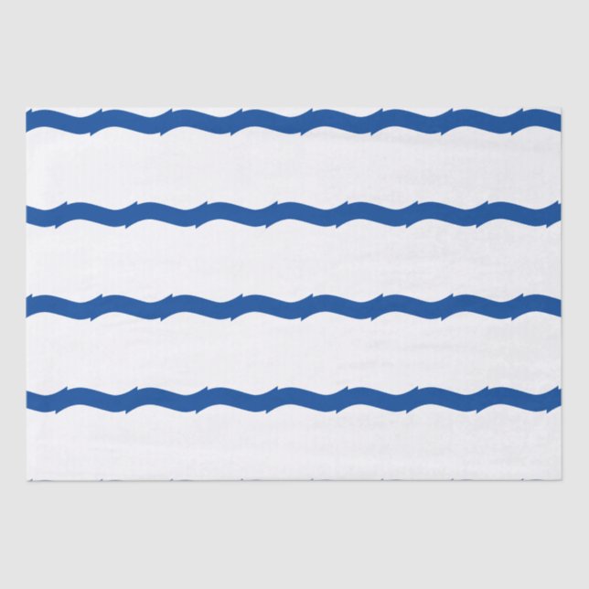 Papel De Seda Olas marinas costeras azul blanco patrón náutico (Anverso)