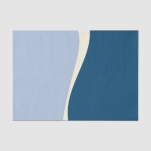 Papel De Seda Olas Simples 2 en Azul Oscuro, Azul Claro y Crema