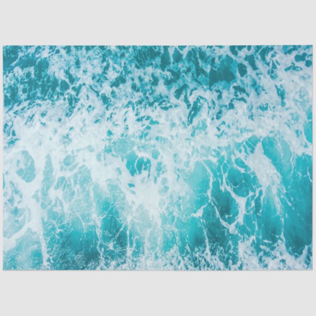 Papel De Seda Olas tropicales del océano azul (Anverso)