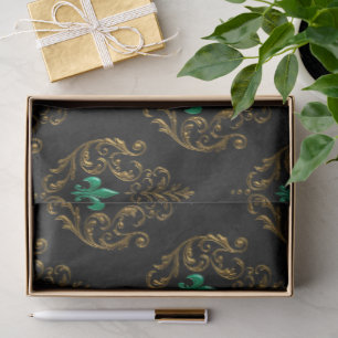 Papel De Seda Old Gold Emerald Francés