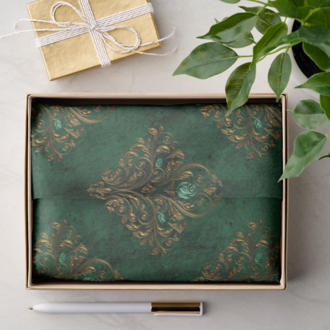 Papel De Seda Old Gold Emerald Francés  (Regalo )