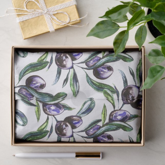 Papel De Seda Olive Branch Watercolor Pattern  (Regalo )