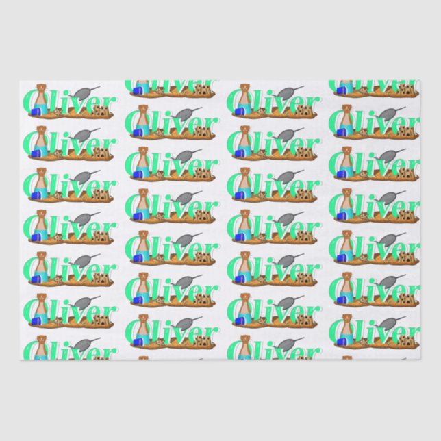 Papel De Seda Oliver El Otter está en la playa (Anverso)