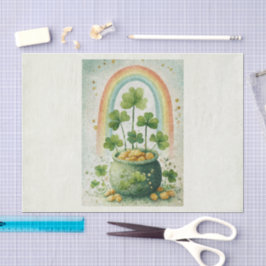 Papel De Seda Olla Vintage de Oro y Arcoíris