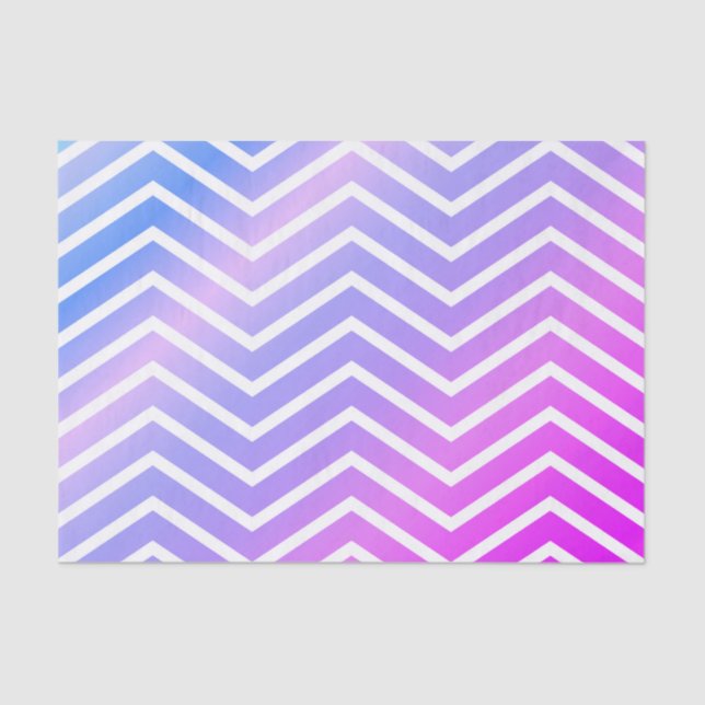 Papel De Seda Ombre azul púrpura rosado elegante Chevron (Anverso)