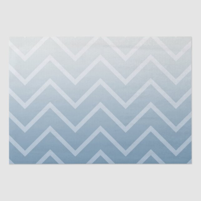 Papel De Seda Ombre De Chevron Blanco Azul Gris (Anverso)