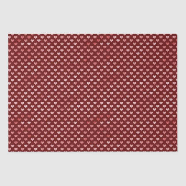 Papel De Seda Ombre de corazones rojos rosados (Anverso)