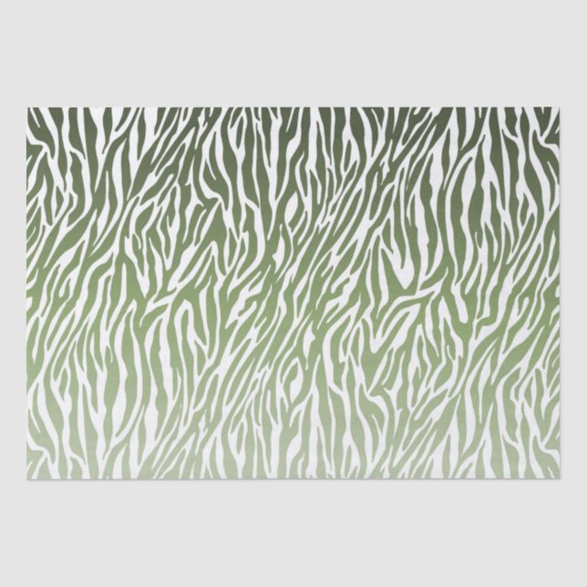 Papel De Seda Ombre de impresión de cebra verde salvaje (Anverso)