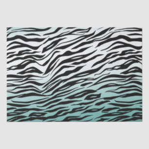 Papel De Seda Ombre de impresión de zebra negra de menta Aqua Mi