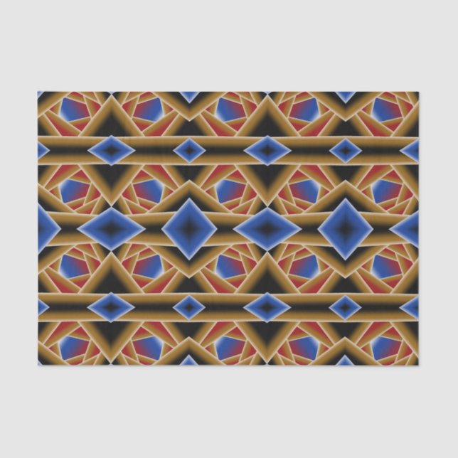 Papel De Seda Ombre de oro rojo azul negro abismal arte abstract (Anverso)