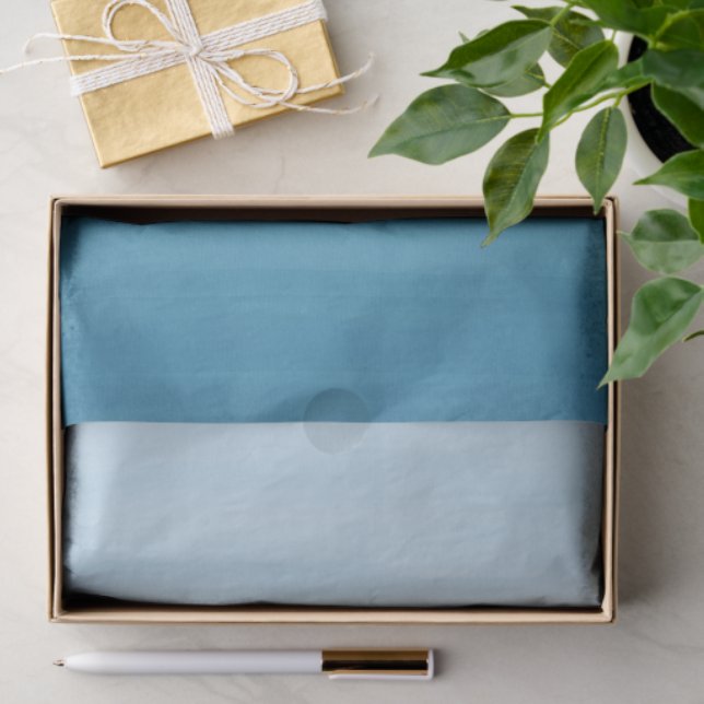 Papel De Seda Ombre Gradient Dip Dye Ocean Blue   (Regalo )