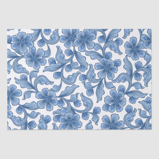 Papel De Seda Omphalodes Blue Floral (Anverso)