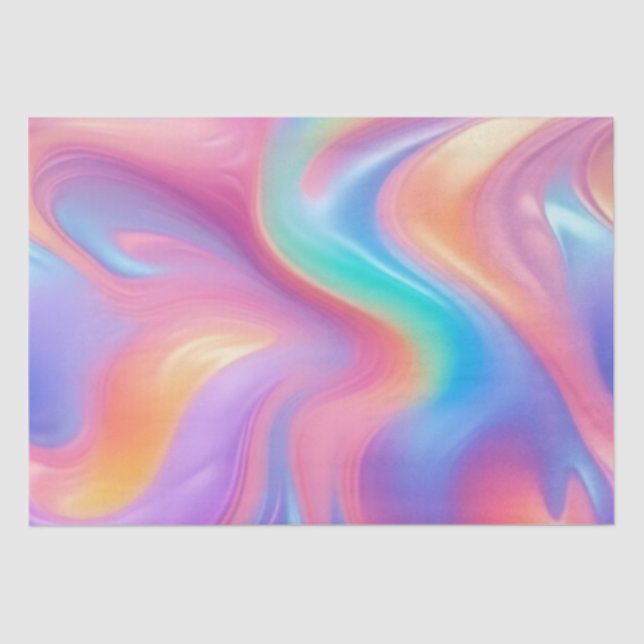 Papel De Seda Ondas abstractas de neón rosa azul (Anverso)