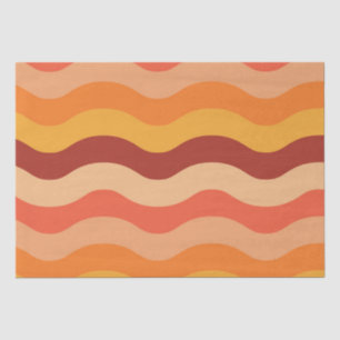 Papel De Seda Ondas abstractas retro ochentosas groovy naranja y