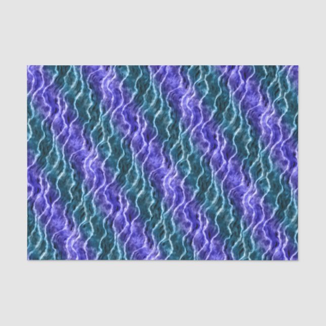 Papel De Seda ondas de tinta - gradiente de azules : (Anverso)