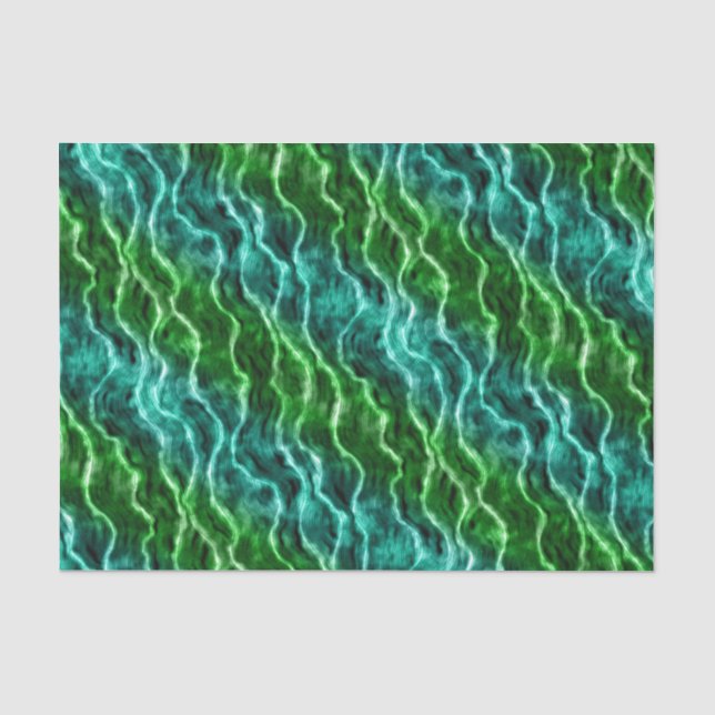 Papel De Seda ondas de tinta - gradiente verdes : (Anverso)