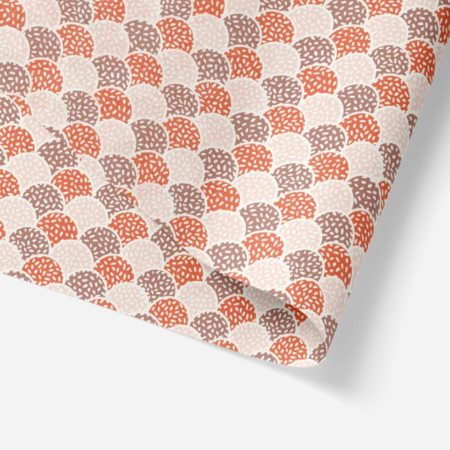 Papel De Seda Ondas de vieira abstractas en Naranja, beige y mar (orange, brown and beige scallop tissue paper
)