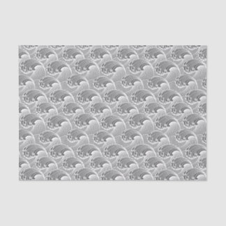 Papel De Seda Ondas del vintage, gris japonés/gris y blanco