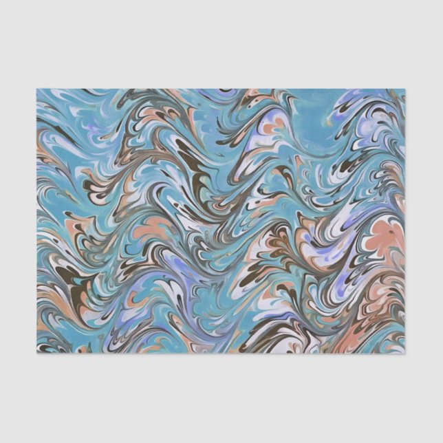 Papel De Seda Ondas En El Arte Abstracto De La Pura Acrílica Azu (Anverso)