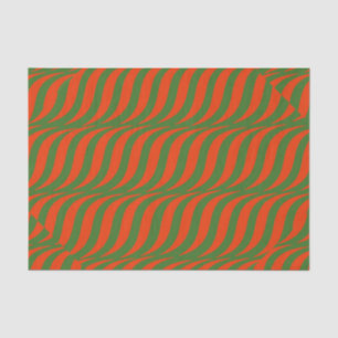 Papel De Seda Ondas rojas y verdes