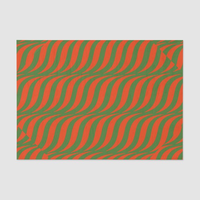Papel De Seda Ondas rojas y verdes (Anverso)